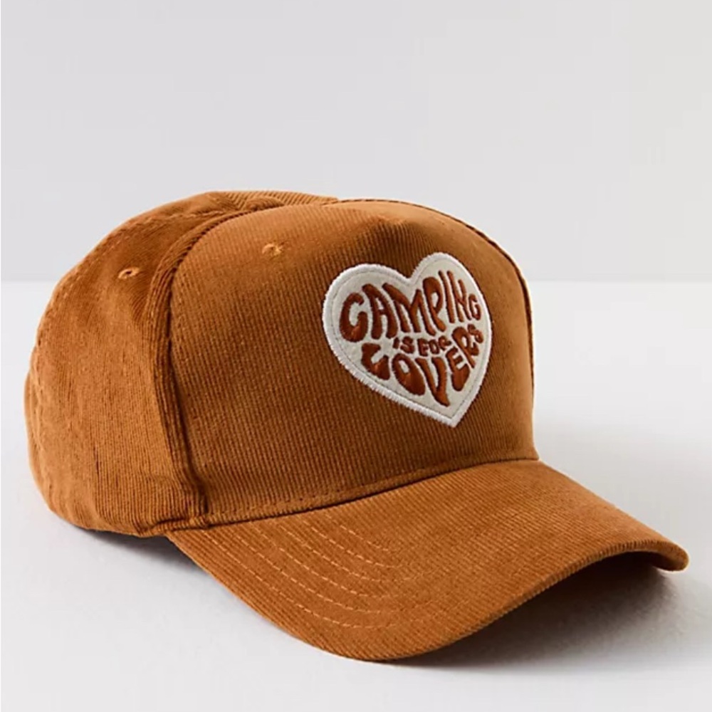 Free People Corduroy Camping is for Lovers Hat with Heart Design